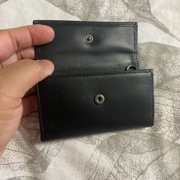 POLO RALPH LAUREN Black Leather Key-Card Holder Wallet